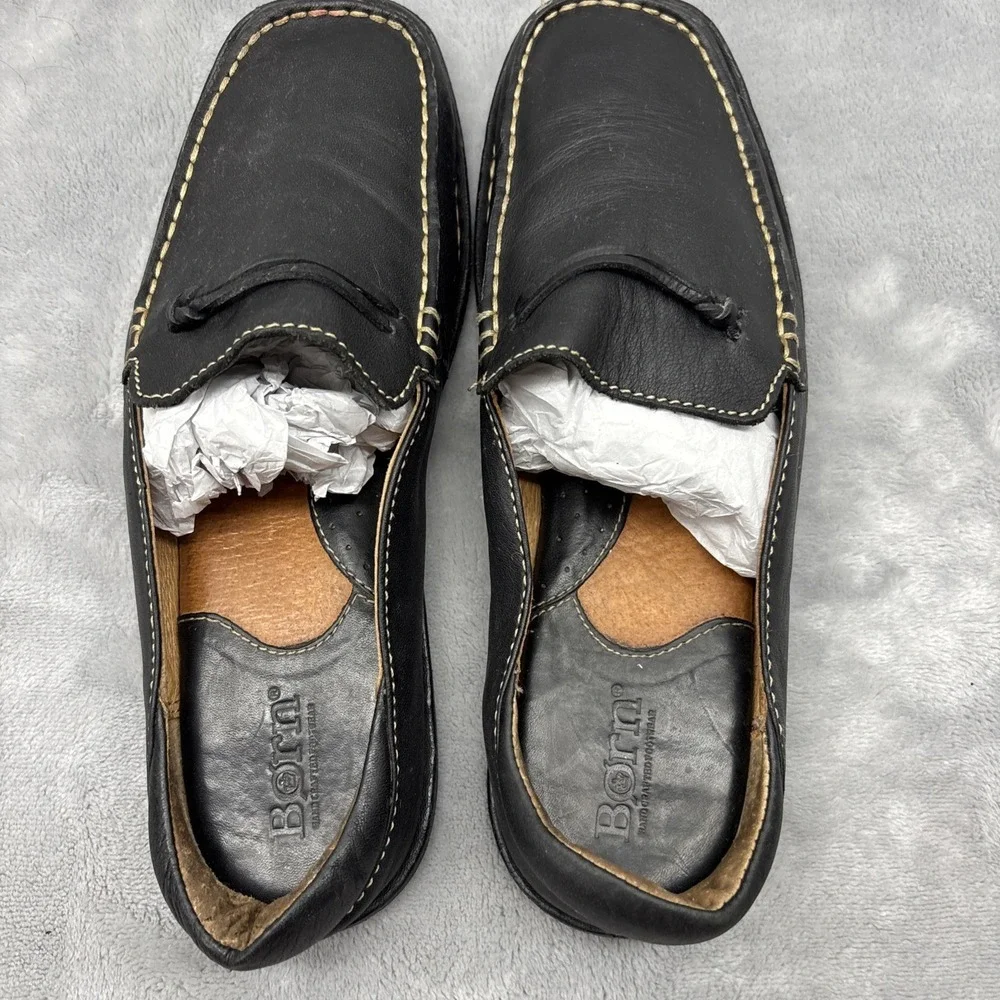 Born Loafers Men Black Leather Casual US 8.5